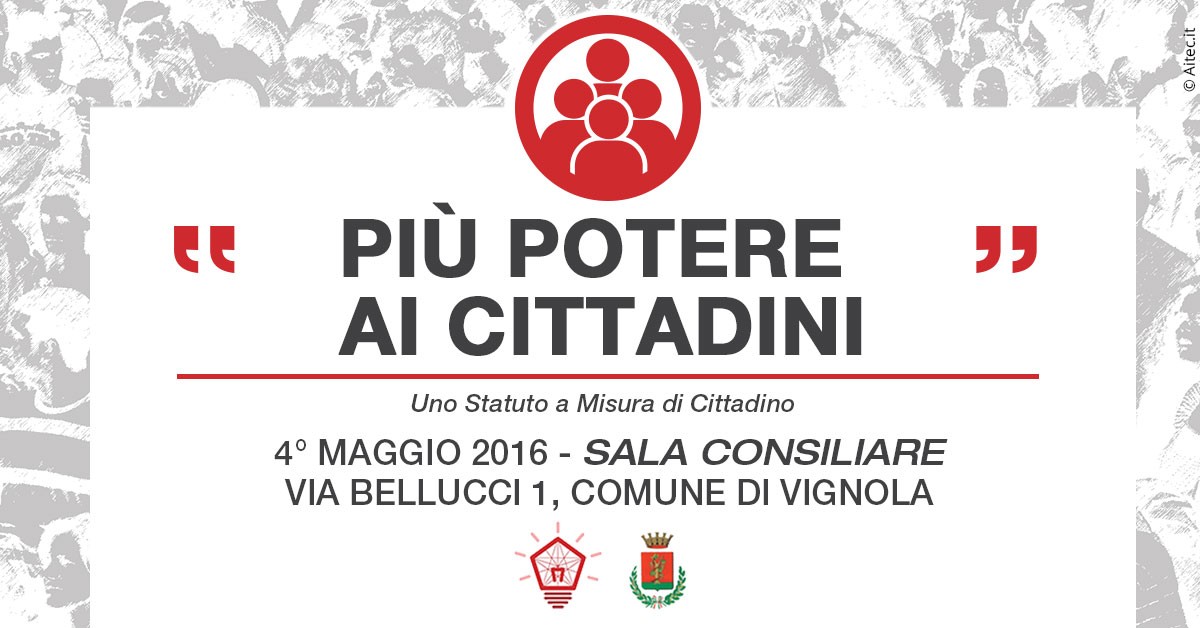 Più potere ai cittadini - 4 maggio Vignola - strumenti per la democrazia diretta